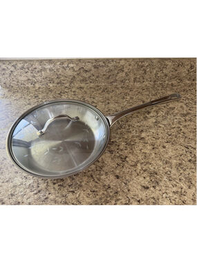 Princess House TriPly Stainless Steel 10" Skillet Fry Pan With Glass Etched Lid